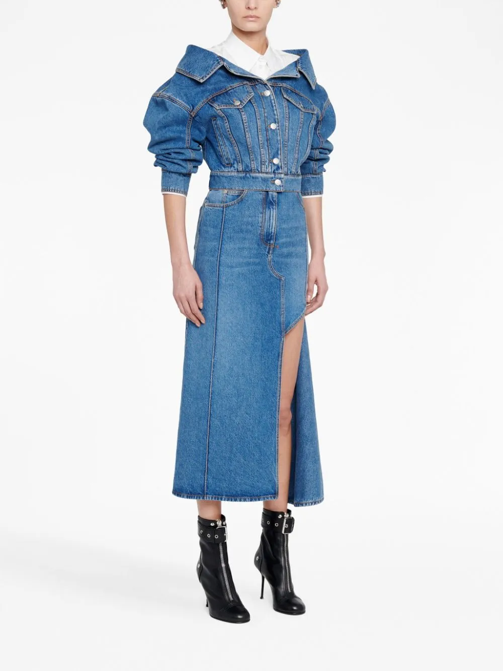Alexander McQueen    Alexander Mc Queen Denim Midi Skirt
